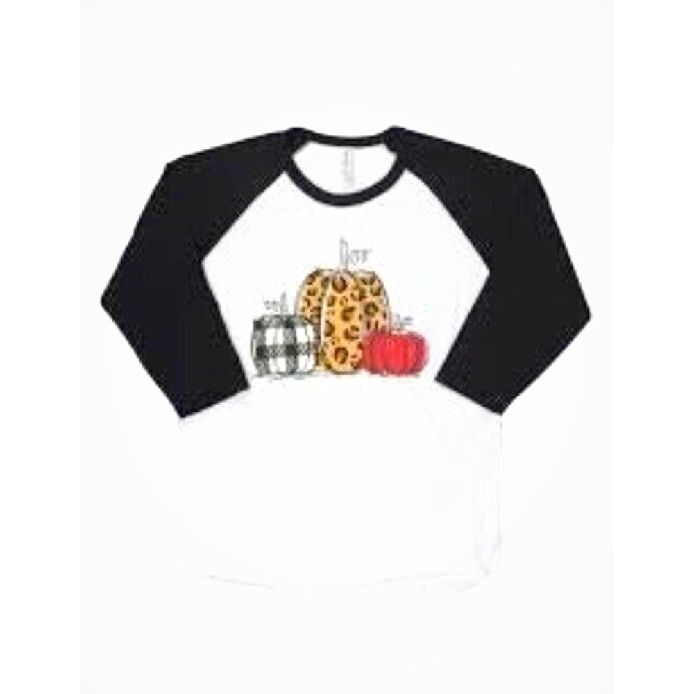 Jerzees Pattern‎ Pumpkin Baseball Style Brand New 3/4 Sleeves